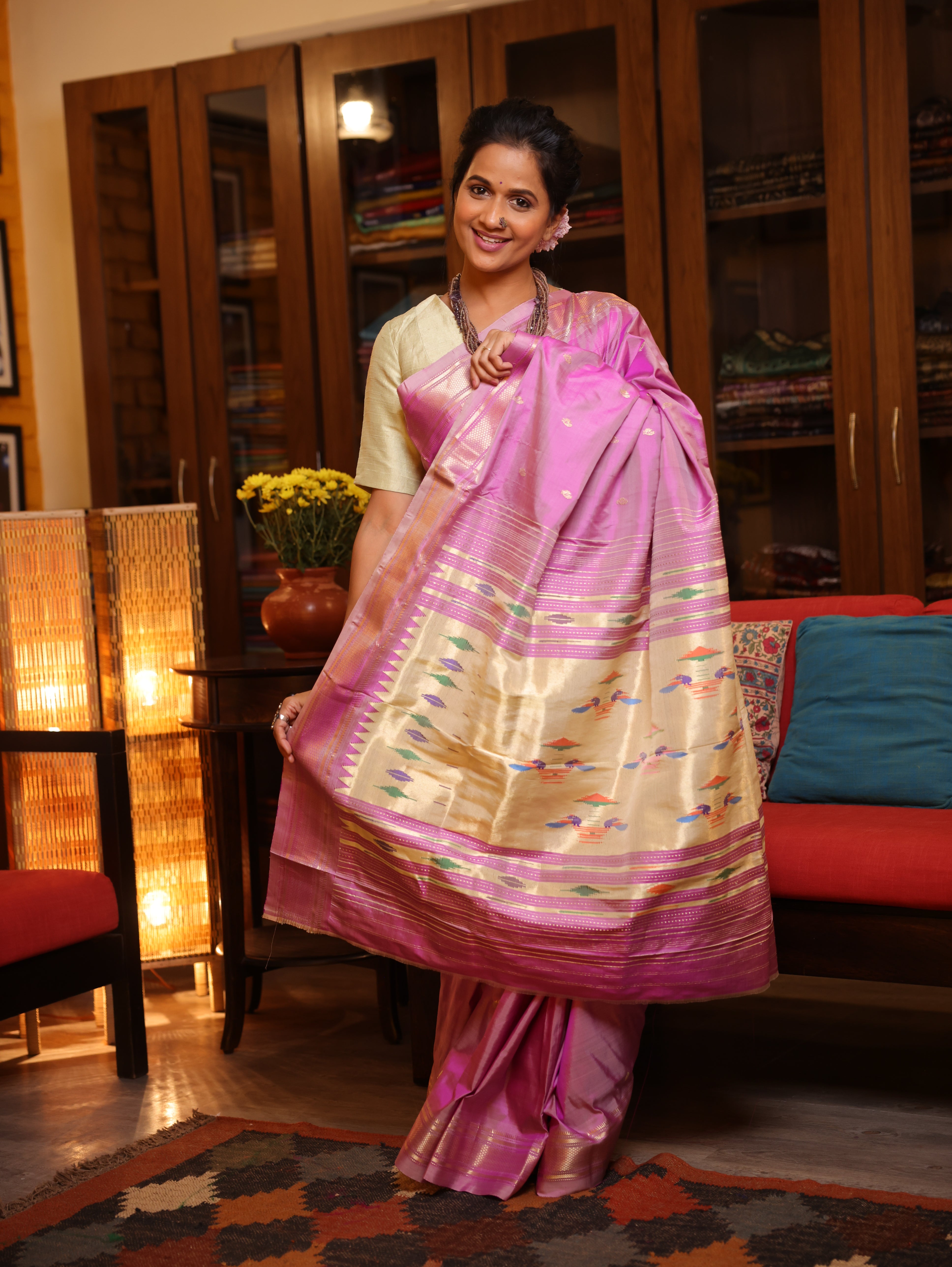 Lavender Silk Paithani Saree - SRLSPS590