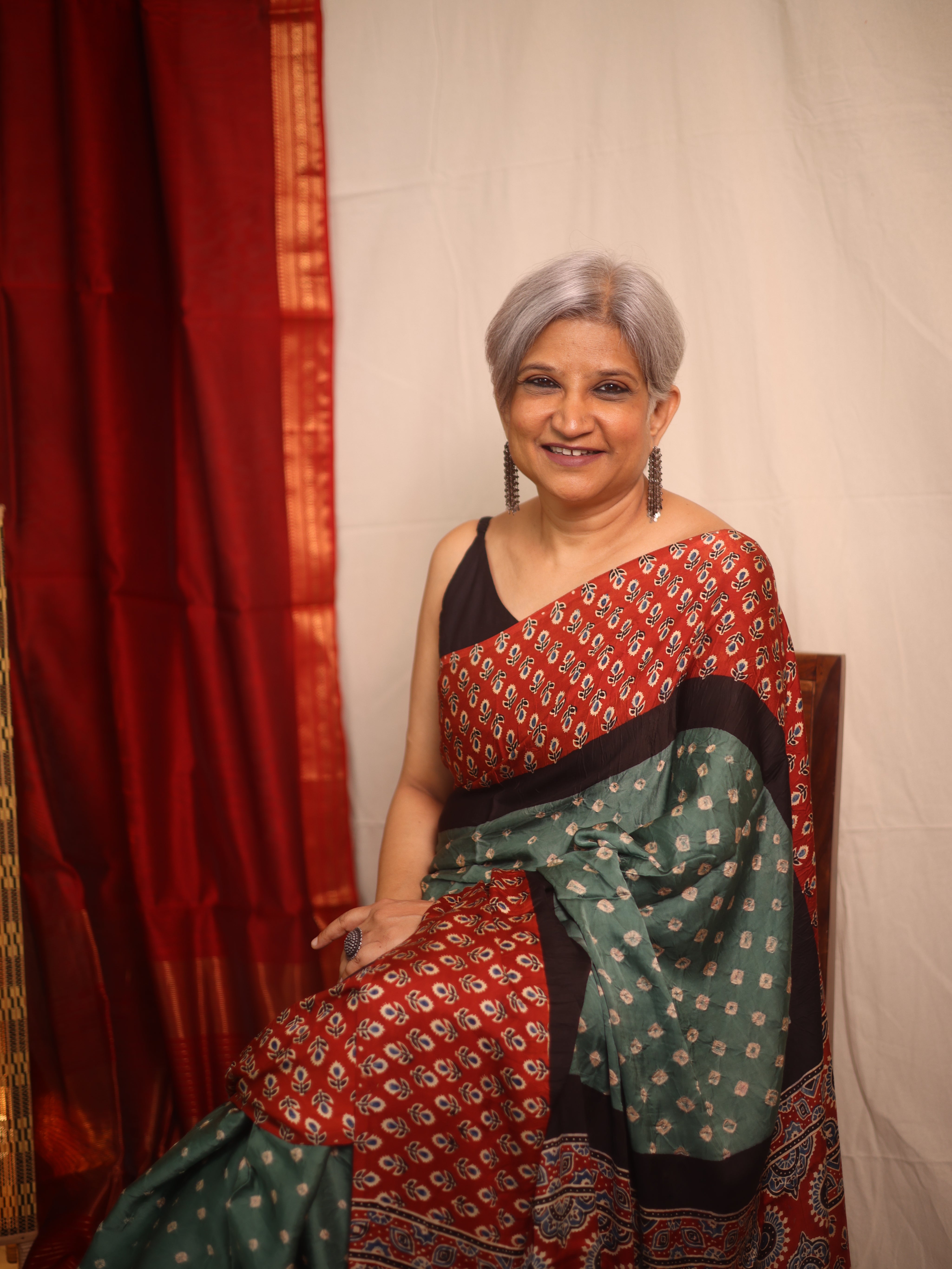 Dusty Green HBP Modal Silk Bandhani Saree - SRDGMSBS581