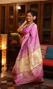 Lavender Silk Paithani Saree - SRLSPS590