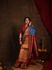 Blue Gadwal Silk Saree - SRBMGSS615