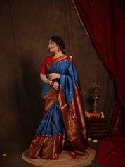 Blue Gadwal Silk Saree - SRBMGSS615