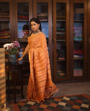 Orange  HBP Mangalgiri Cotton Saree With Maheshwari Border - SROMCS1193