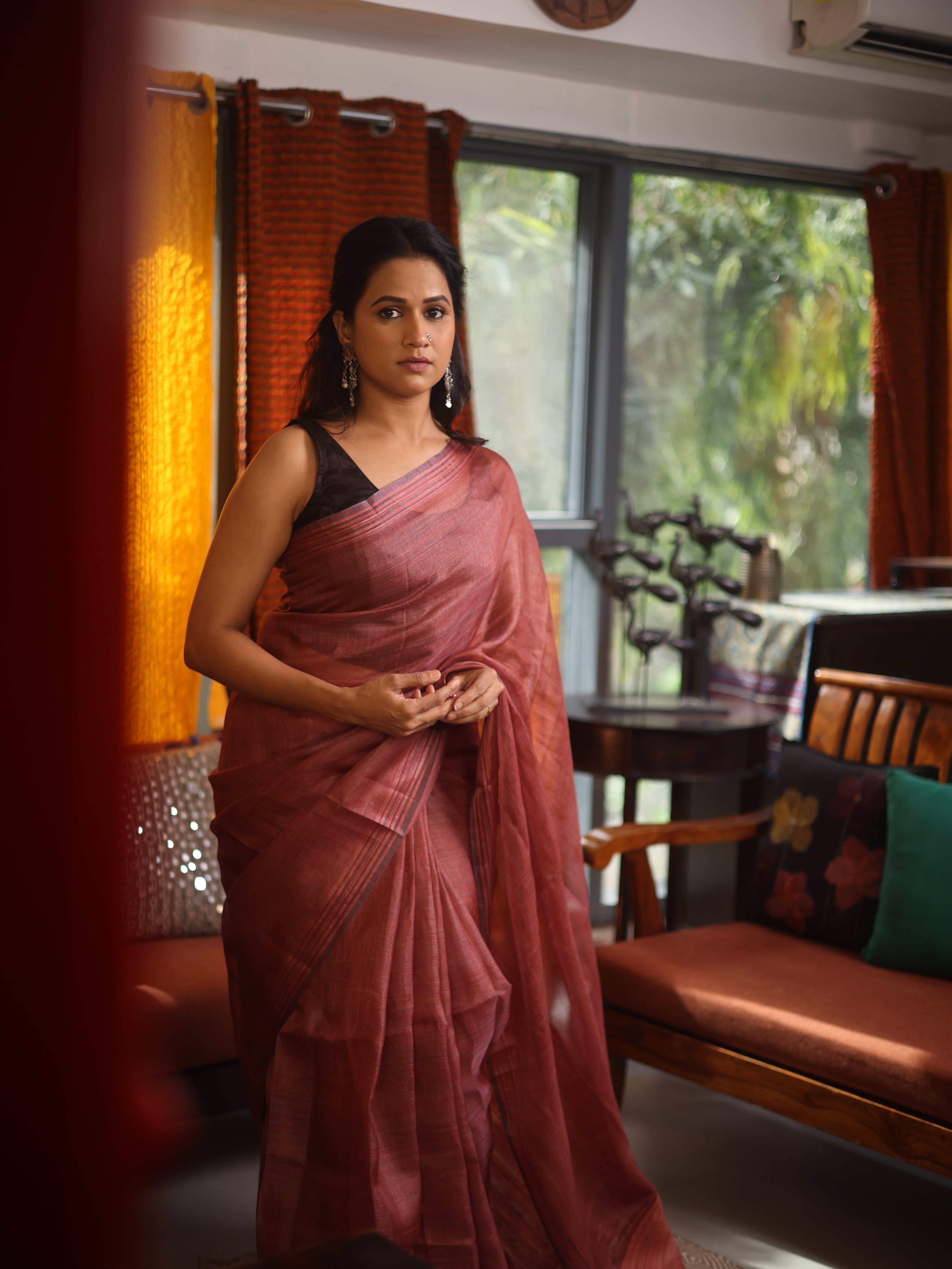 Pink Tussar Silk Saree - SRPTSS1827
