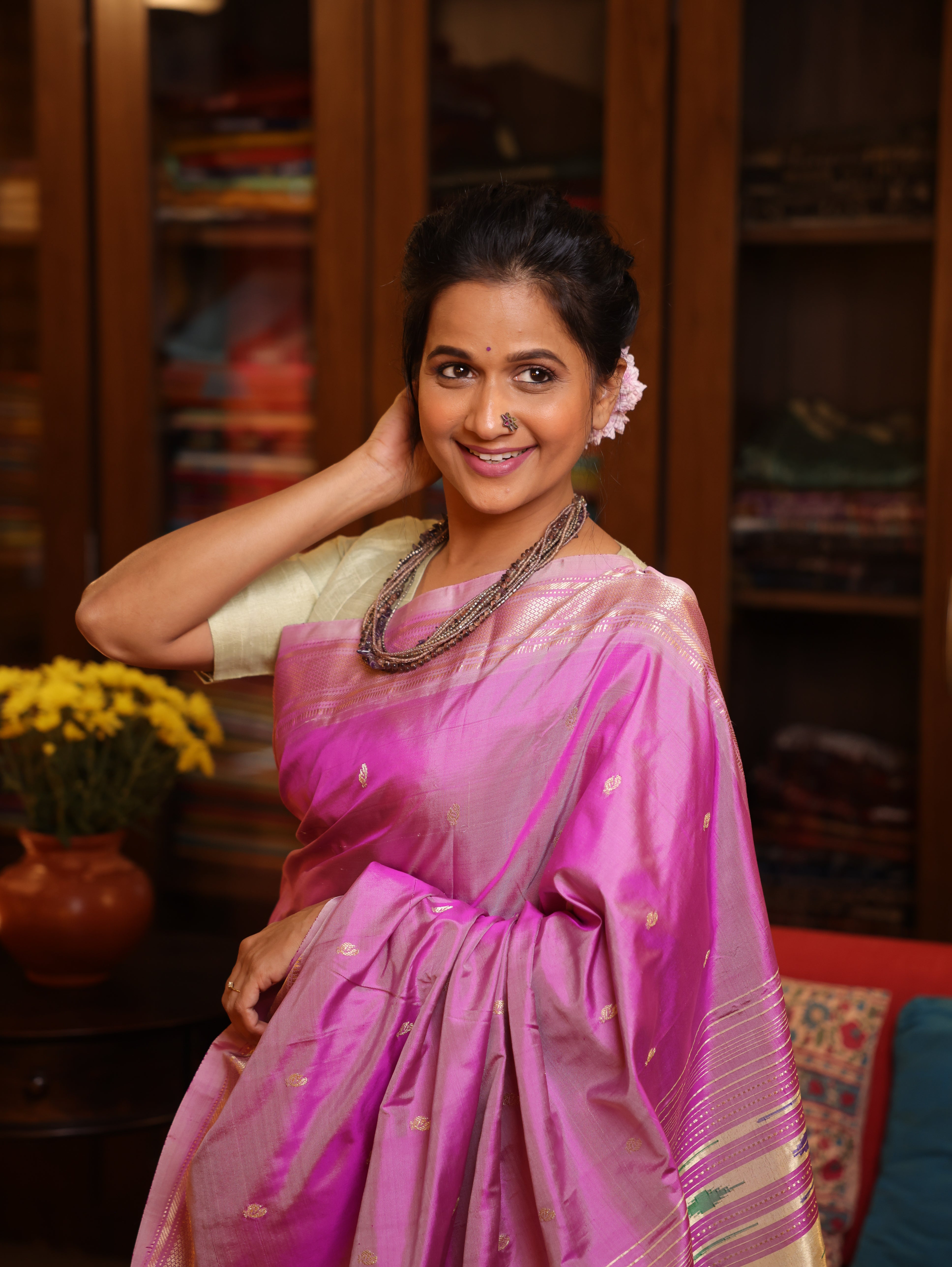 Lavender Silk Paithani Saree - SRLSPS590