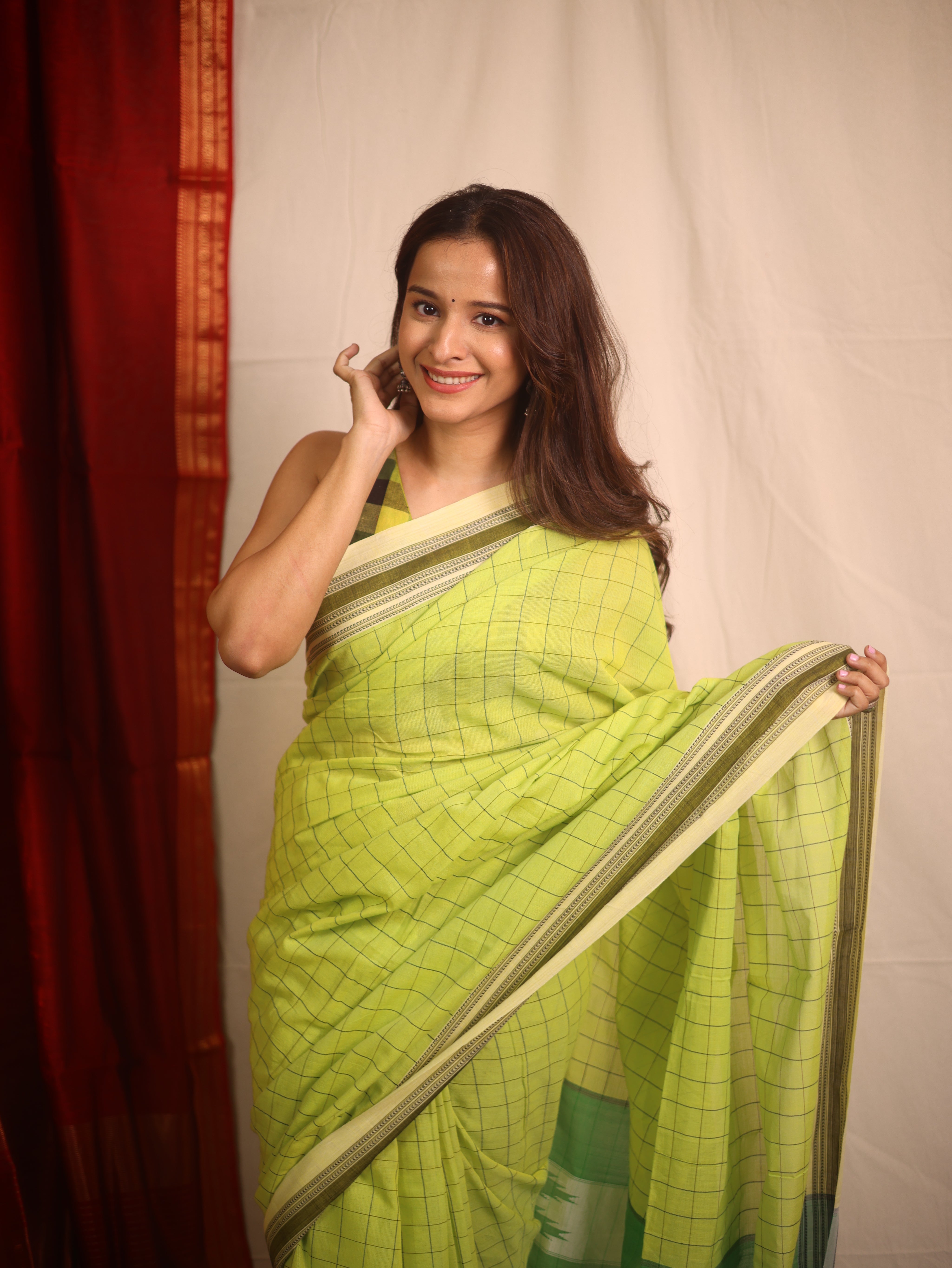 Parrot Green Cotton Ilkal Saree - SRPGCIS916