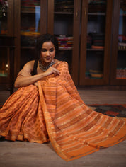 Orange  HBP Mangalgiri Cotton Saree With Maheshwari Border - SROMCS1193