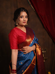 Blue Gadwal Silk Saree - SRBMGSS615