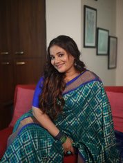 Blue Green Pochampalli Silk Ikat Saree - SRBGPSIS270