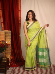 Parrot Green Cotton Ilkal Saree - SRPGCIS916