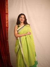 Parrot Green Cotton Ilkal Saree - SRPGCIS916