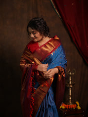 Blue Gadwal Silk Saree - SRBMGSS615
