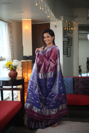 Purple Maheshwari Tissue Saree - SRPMTS476