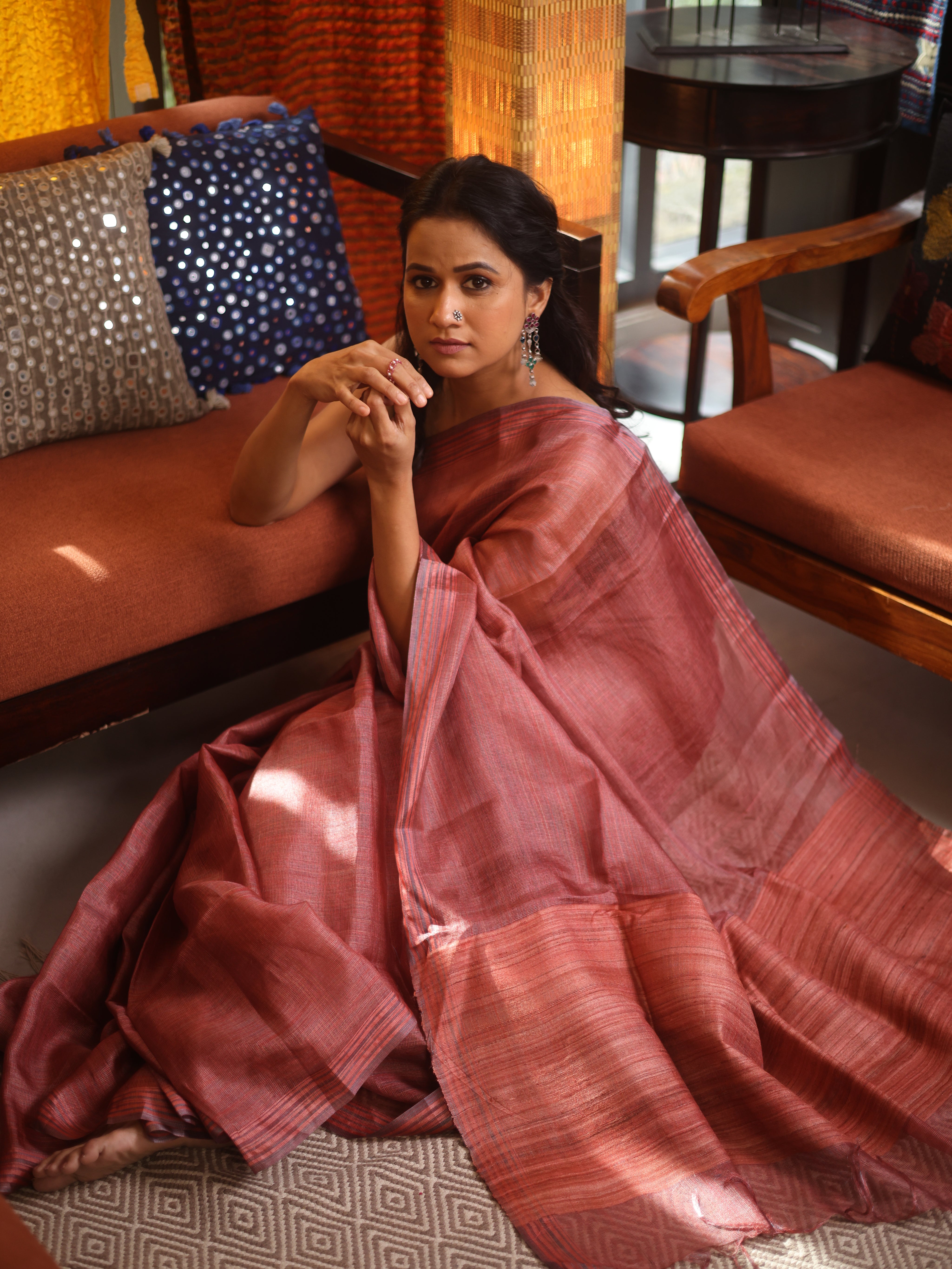 Pink Tussar Silk Saree - SRPTSS1827
