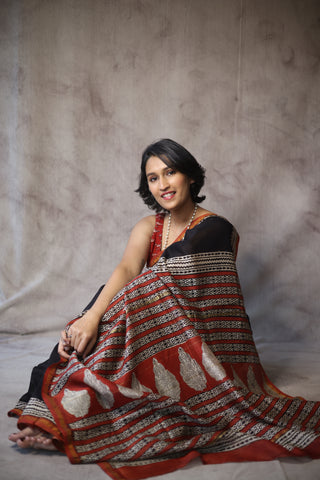 Black HBP Cotton Silk Saree With Chanderi Border - SRBCSS930