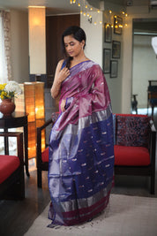 Purple Maheshwari Tissue Saree - SRPMTS476