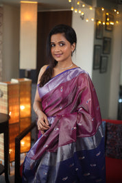 Purple Maheshwari Tissue Saree - SRPMTS476