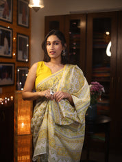 White HBP Cotton Saree - SRWCS2570