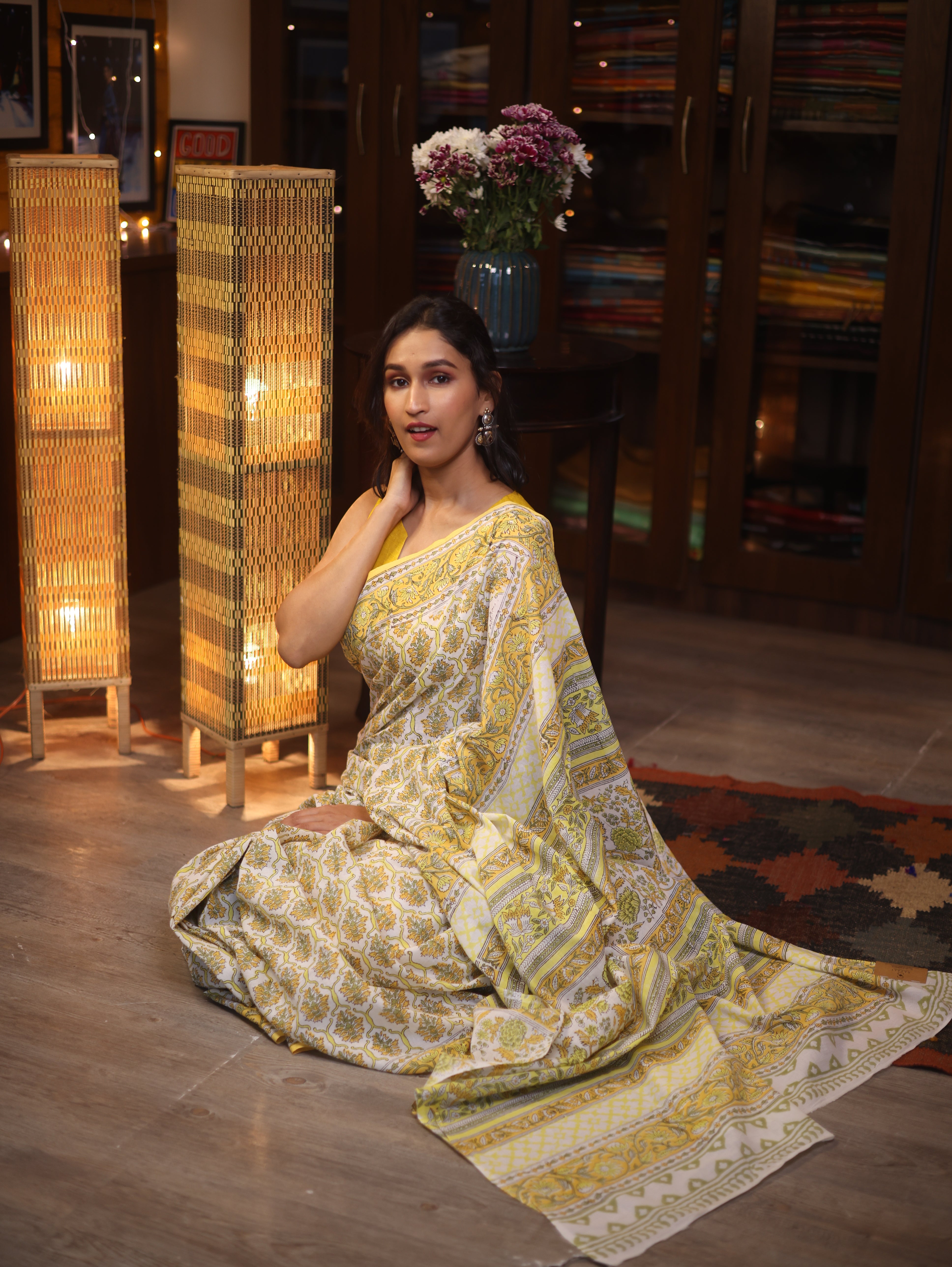 White HBP Cotton Saree - SRWCS2570