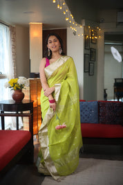 Green Maheshwari Saree - SRGMS535