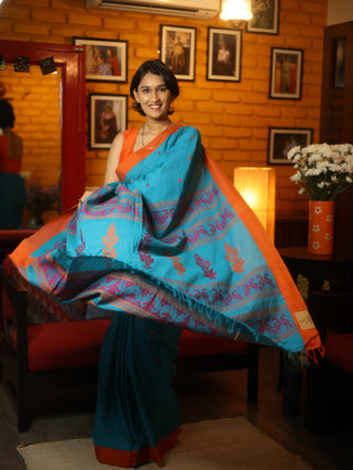 Blue Bengal Cotton Saree - SRBBCS98