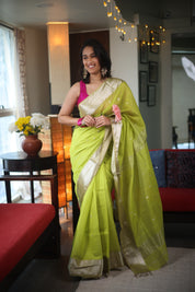 Green Maheshwari Saree - SRGMS535