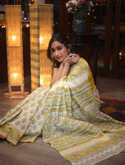 White HBP Cotton Saree - SRWCS2570