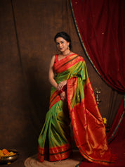 Two Tone Green Gadwal Silk Saree - SRTTGGSS622