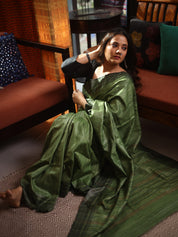 Green Tussar Silk Saree - SRGTSS1804