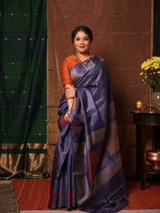 Slate Blue Tussar Silk Saree - SRSBTSS1905