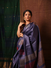 Slate Blue Tussar Silk Saree - SRSBTSS1905