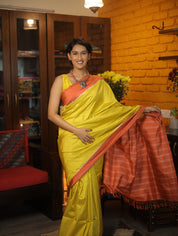 Yellow Pochampalli Silk Ikat Saree-SRYSIS46