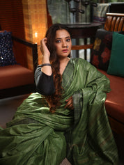 Green Tussar Silk Saree - SRGTSS1804