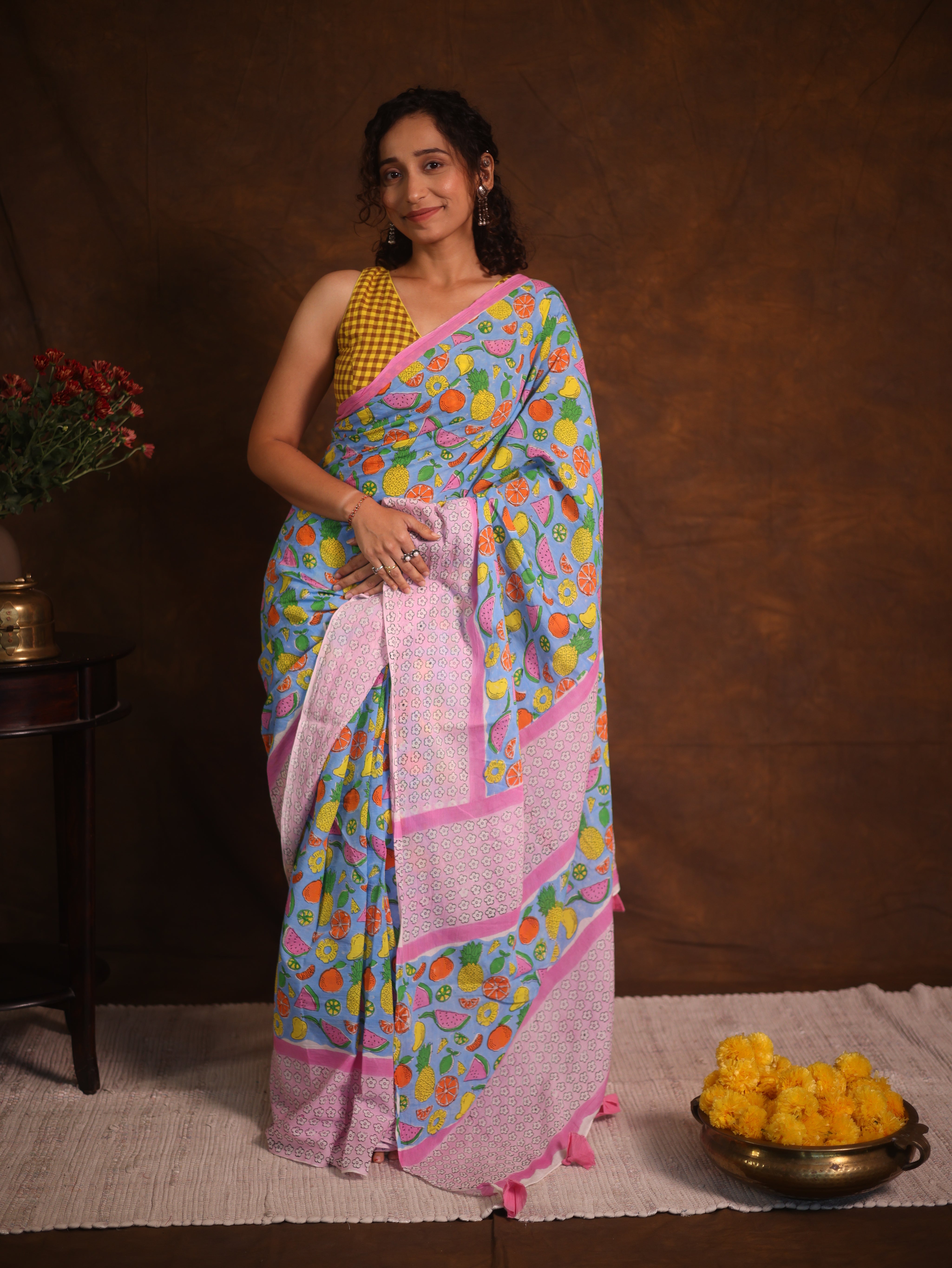 Aqua Blue HBP Signature Cotton Saree - SRABSCS004