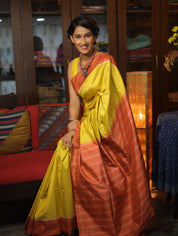 Yellow Pochampalli Silk Ikat Saree-SRYSIS46