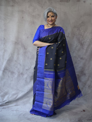 Black Kanjeevaram Silk Saree-SRBKSS474