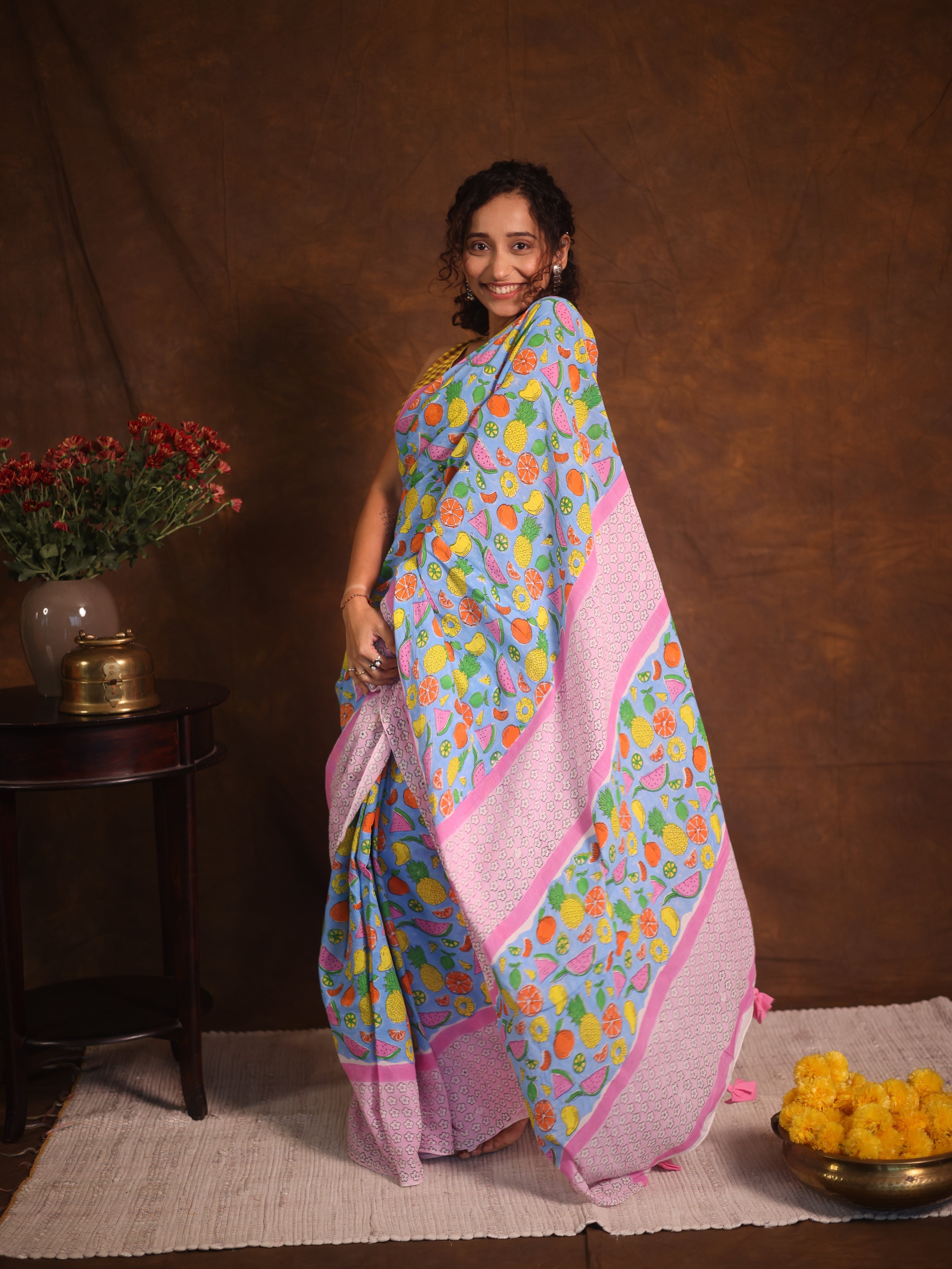 Aqua Blue HBP Signature Cotton Saree - SRABSCS004