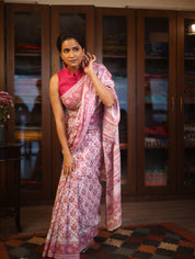 White HBP Cotton Saree - SRWCS2573