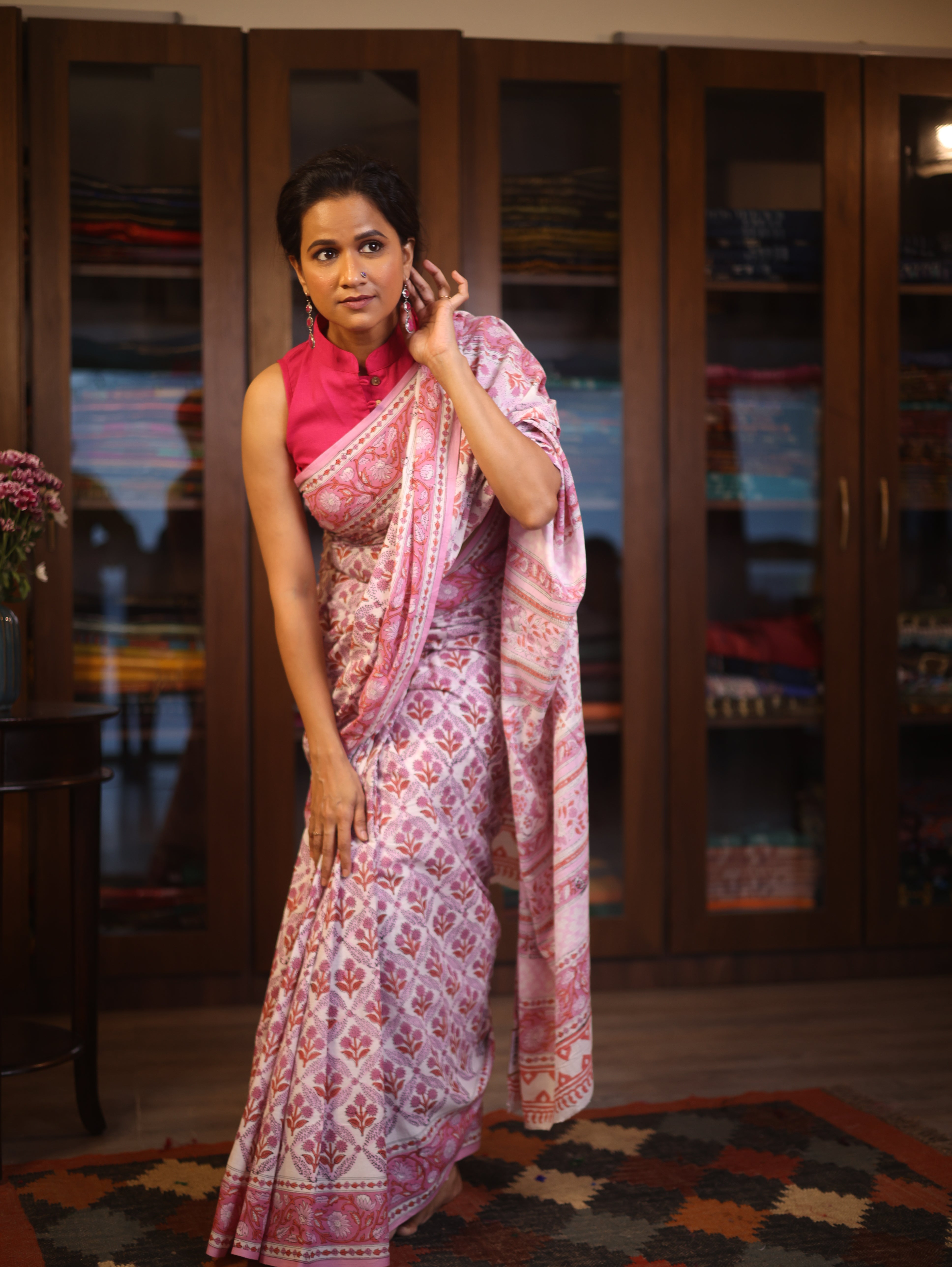 White HBP Cotton Saree - SRWCS2573