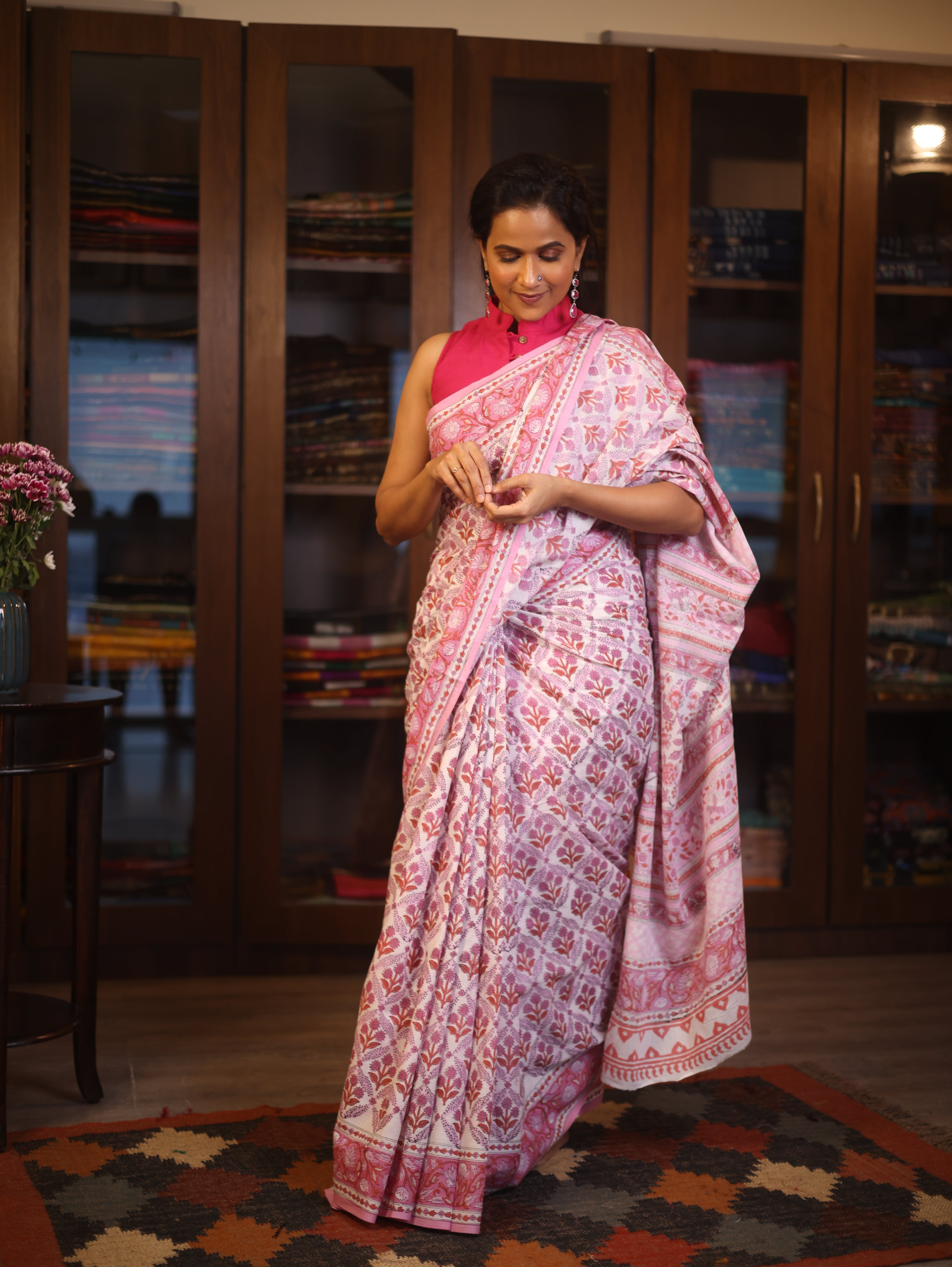 White HBP Cotton Saree - SRWCS2573