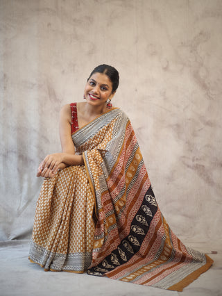 Bronze HBP Cotton Saree - SRBCS1885