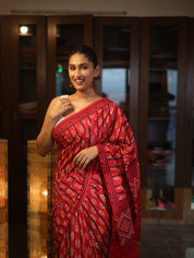 Red HBP Cotton Saree - SRRCS2603