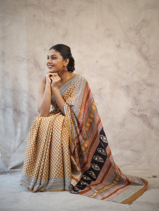 Bronze HBP Cotton Saree - SRBCS1885