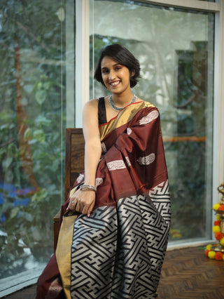 Maroon Soft Silk Saree - SRMSSS304