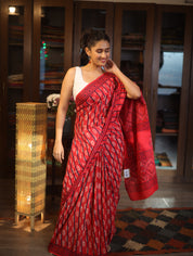 Red HBP Cotton Saree - SRRCS2603