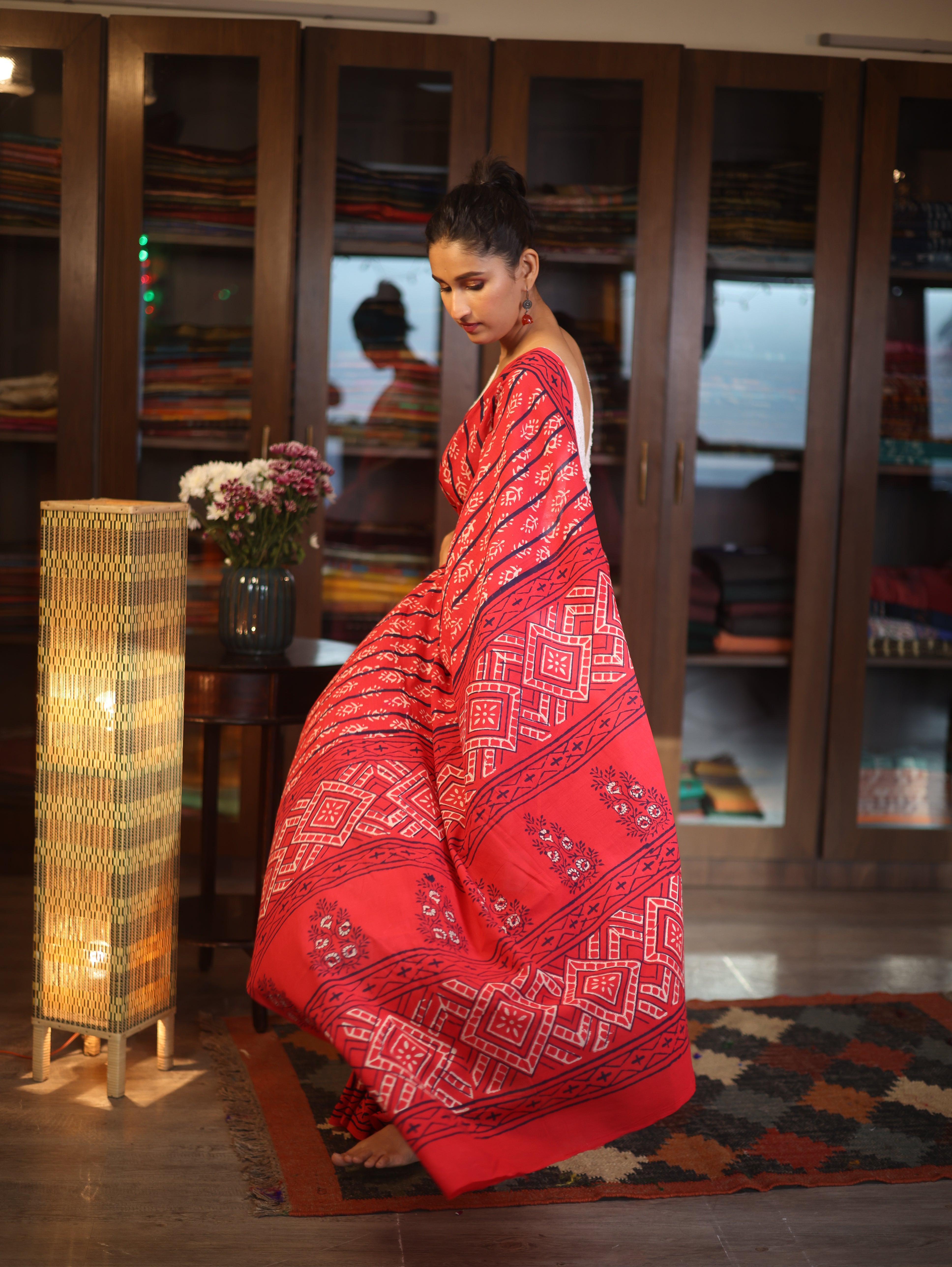 Red HBP Cotton Saree - SRRCS2603