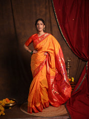 Orange Silk Paithani Saree - SROSPS784