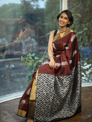 Maroon Soft Silk Saree - SRMSSS304