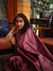 Onion Pink Tussar Silk Saree - SROPTSS1764