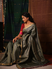 Sage Green Tussar Silk Saree - SRSGTSS1918