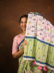 Pista Green HBP Signature Cotton Saree - SRPGSCS14